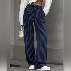 Commense-Navy Pinstripe Wide Leg Pants size XS